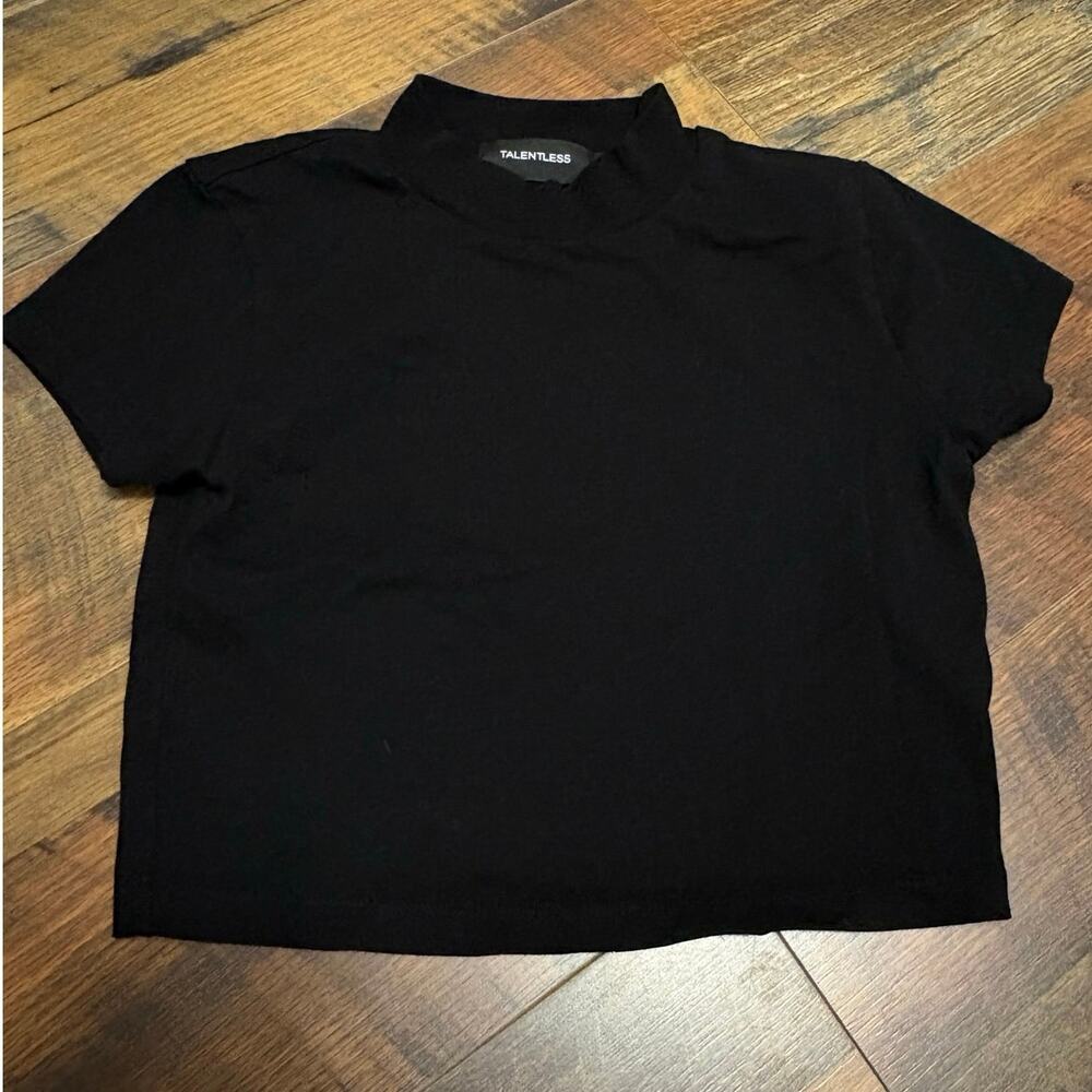 Womens Talentless Mock Neck Cropped Tee